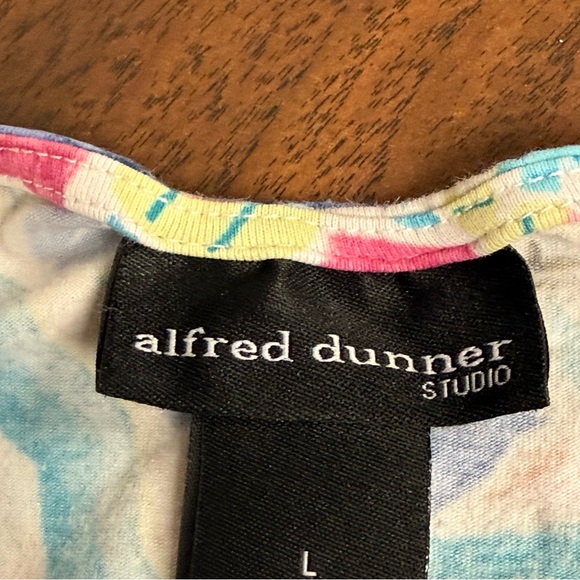 Alfred Dunner Studio Geometric Boho Top Blue Pink Tribal Print Large Soft - Picture 7 of 9